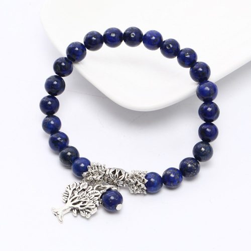 0 NADEEM Natural Lapis Stone Bead Bracelets Mala Prayer Yoga Reiki Healing Tibetan Tree of Life Pendant