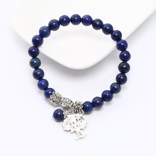 3 NADEEM Natural Lapis Stone Bead Bracelets Mala Prayer Yoga Reiki Healing Tibetan Tree of Life Pendant