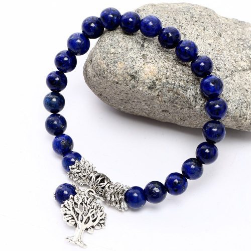 5 NADEEM Natural Lapis Stone Bead Bracelets Mala Prayer Yoga Reiki Healing Tibetan Tree of Life Pendant