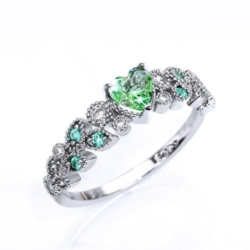 Green 4 color cute heart zircon stone silver c variants 3