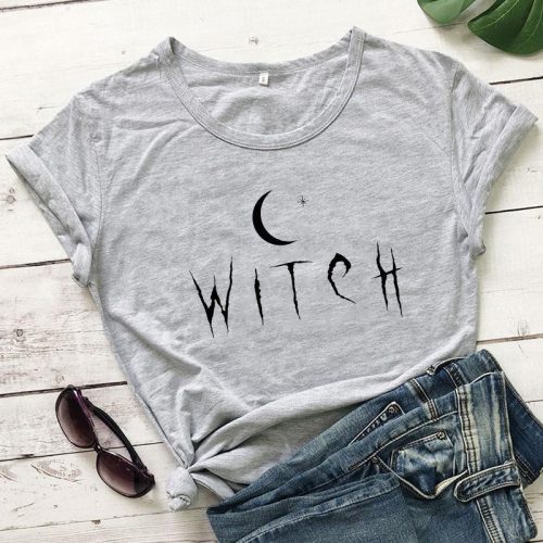 WitchStarMoonandCrescentPrintWomen sT ShirtGray