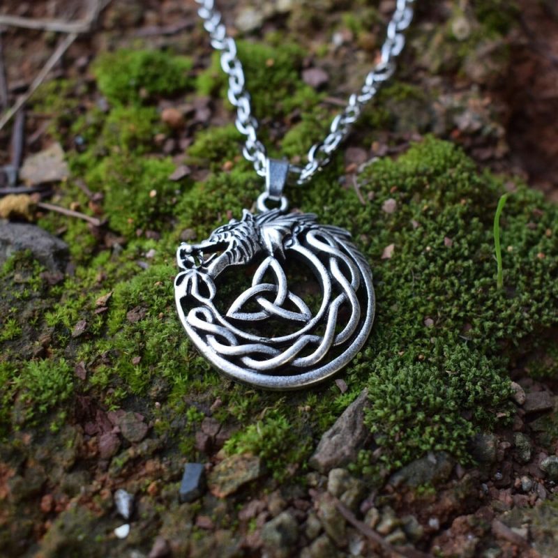 celtic dragon necklace trinity knot mens main 2