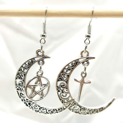 pentagram crescent moon earrings moon a main 1